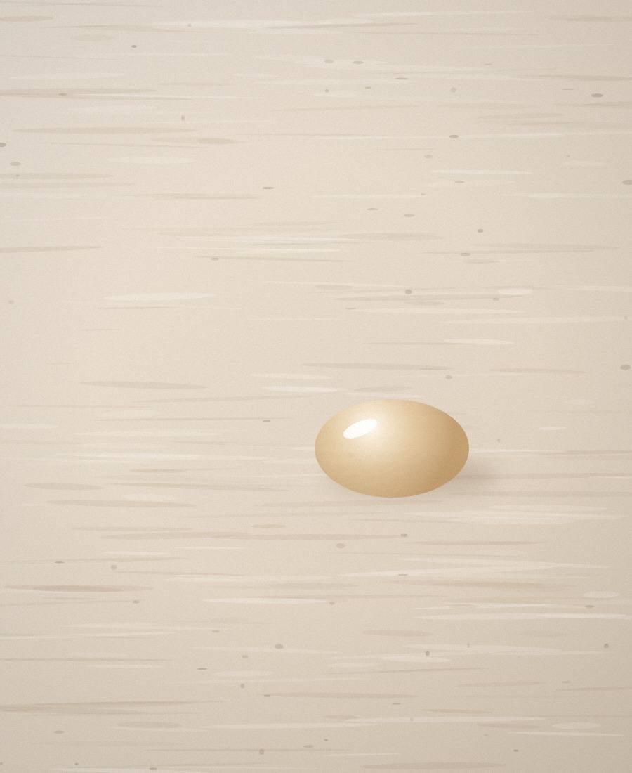 Illustrative sample image for a fictional website concept: a single glossy droplet resting on warm travertine stone.